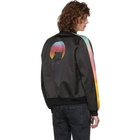 Saint Laurent Black Rainbow Stripe Bomber Jacket