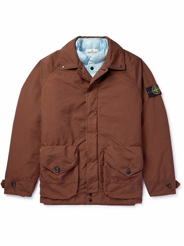 Photo: Stone Island - Logo-Appliquéd David-TC Jacket with Quilted Shell Down Liner - Brown
