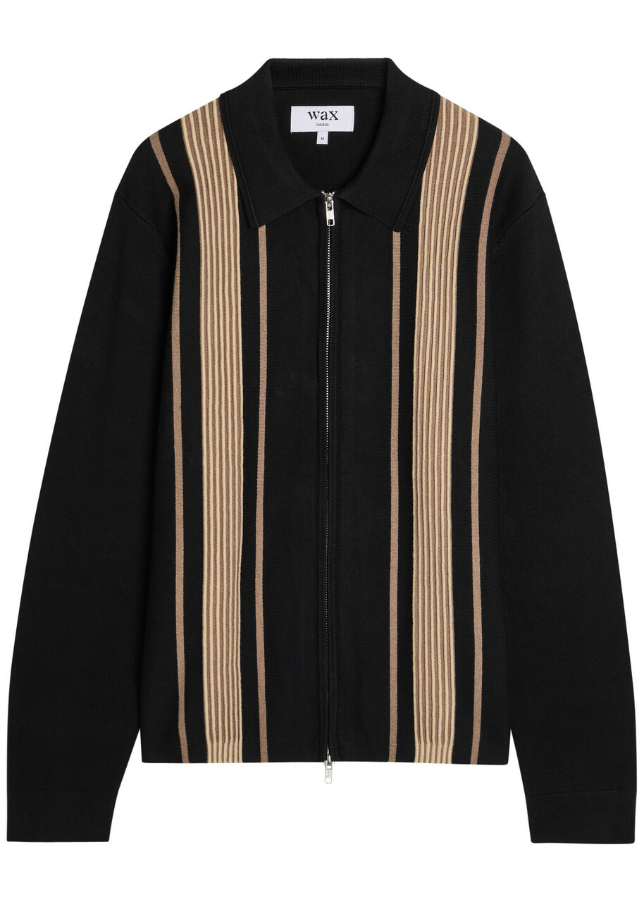 Wax London Lennox Striped Cotton and Cashmere-blend Jumper Black