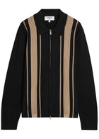 Wax London Lennox Striped Cotton and Cashmere-blend Jumper Black