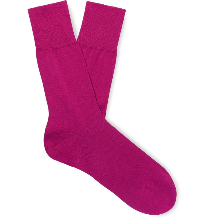 Photo: FALKE - Tiago Stretch Fil d'Ecosse Cotton-Blend Socks - Pink