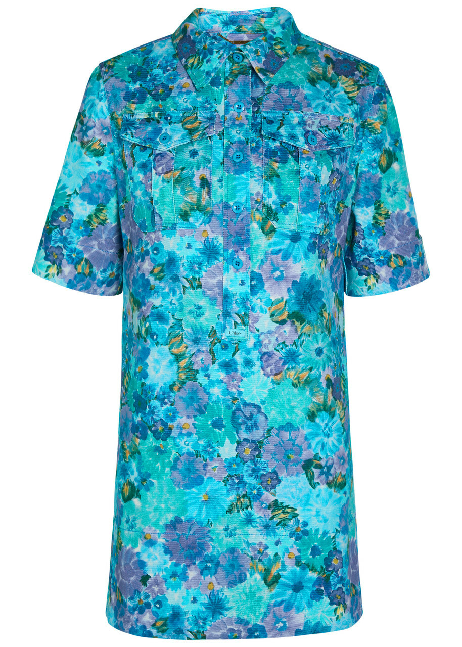Chloe Floral Print Stretch-cotton Dress Multicoloured