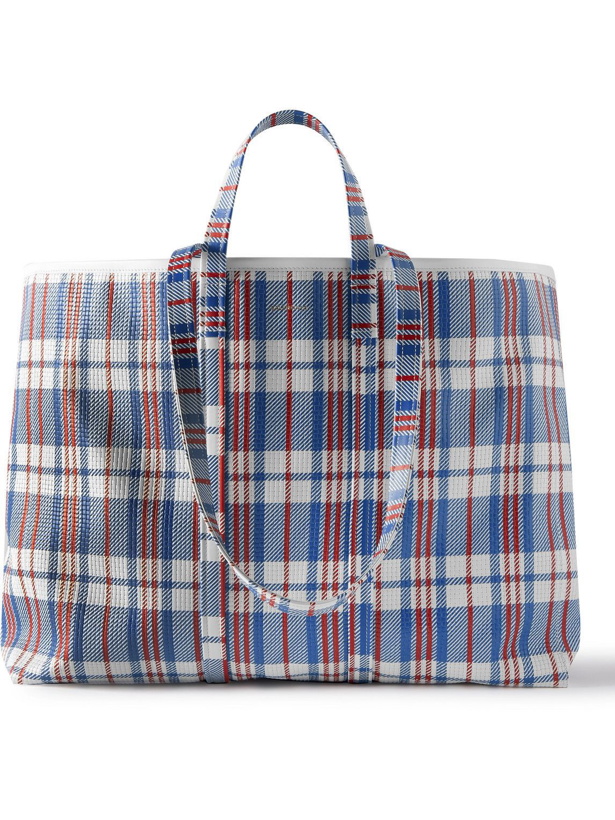 Photo: Balenciaga - Barbes Embossed Checked Leather Tote Bag