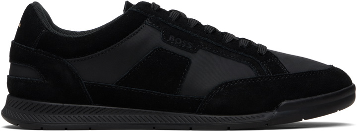 Photo: BOSS Black Satin Low Sneakers