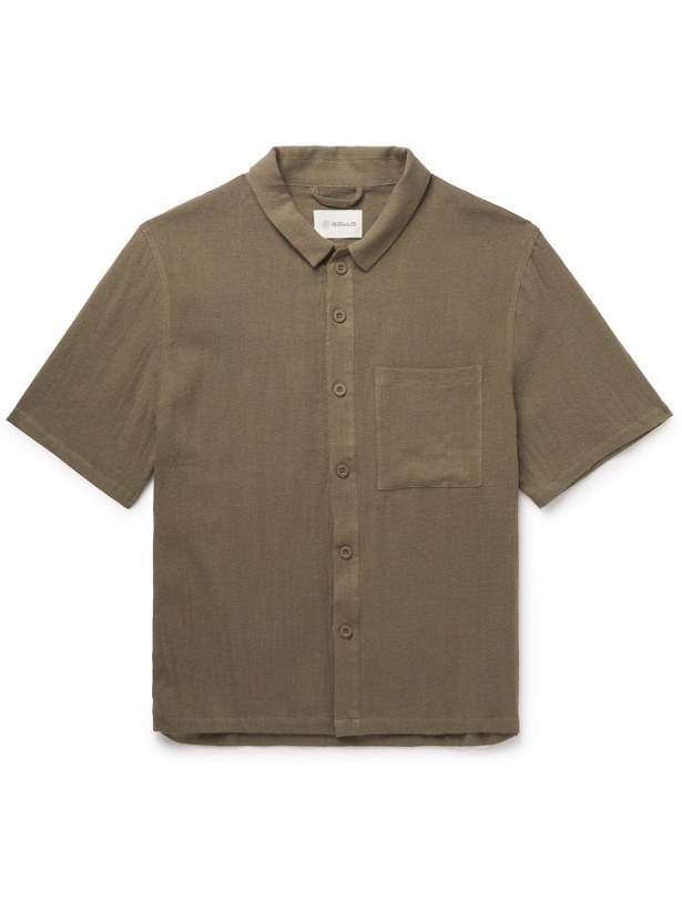 Photo: Satta - Paseo Enzyme-Washed Crinkled Linen and Cotton-Blend Shirt - Gray - S