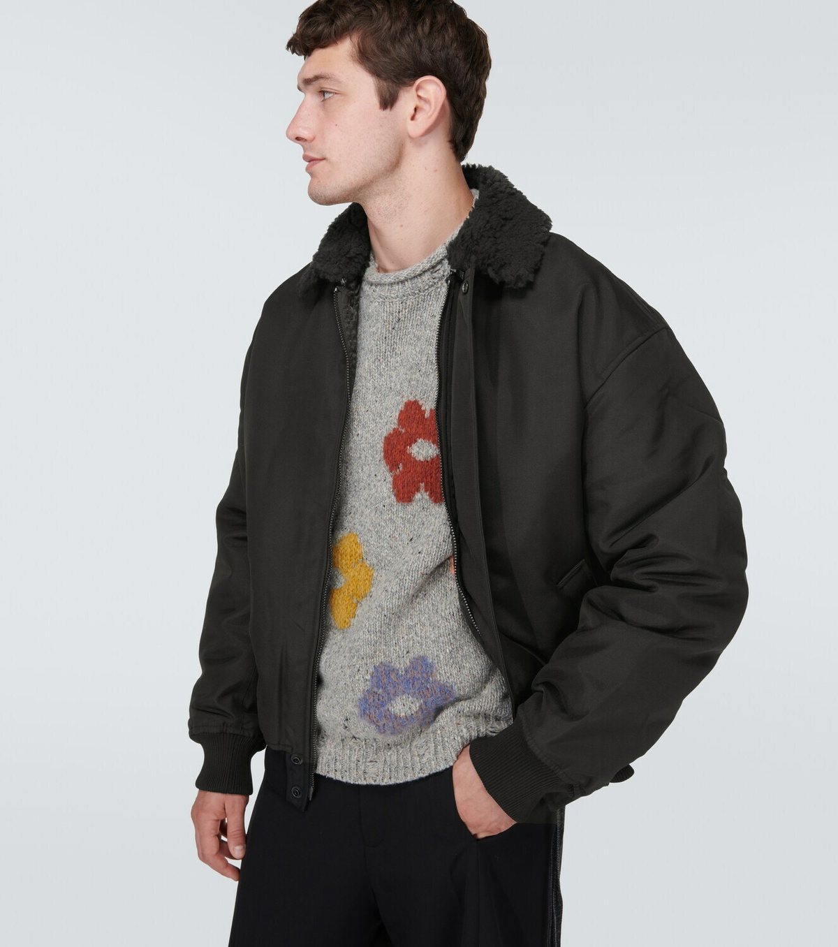 Acne Studios Faux shearling trimmed bomber jacket Acne Studios