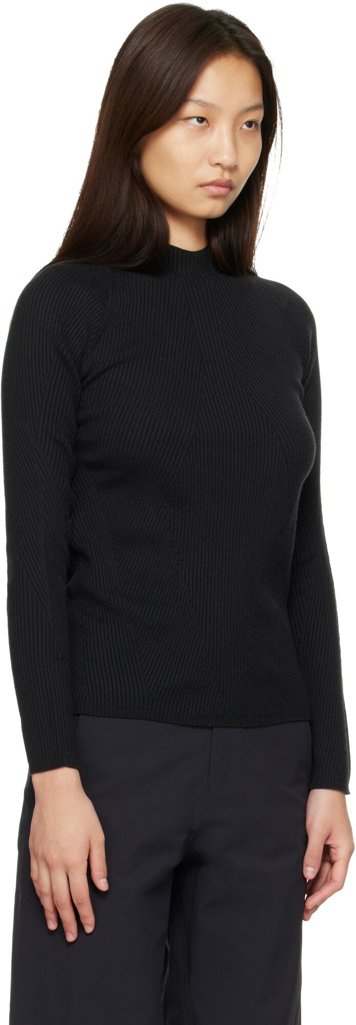 Veilance Black Conic Wool Midlayer Sweater