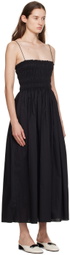 Matteau Black Shirred Maxi Dress