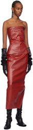 Rick Owens Red Dirt Pillar Denim Maxi Skirt