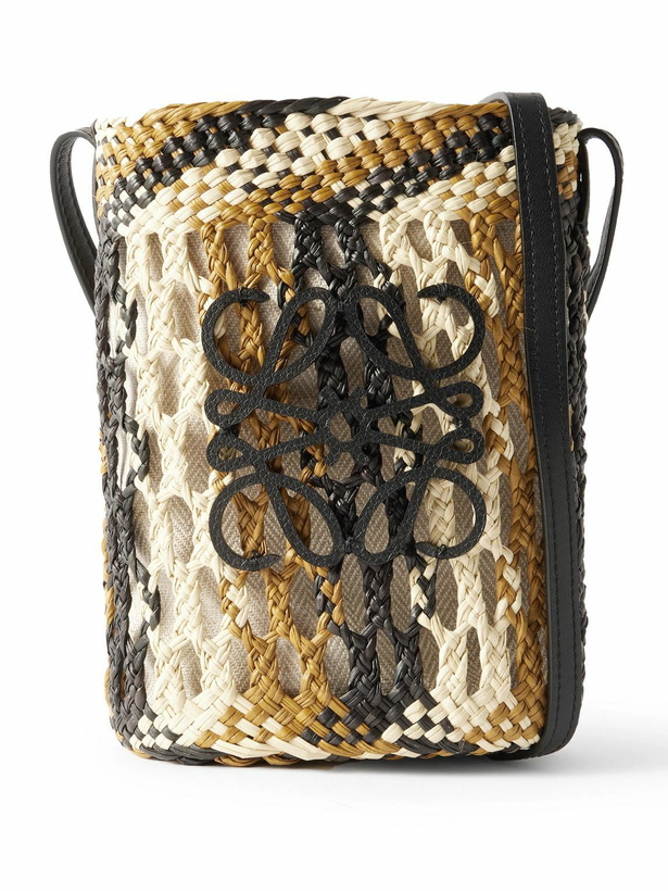 Photo: LOEWE - Paula's Ibiza Leather-Trimmed Striped Raffia Bucket Bag