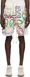 Rhude White Knit Bandana Shorts