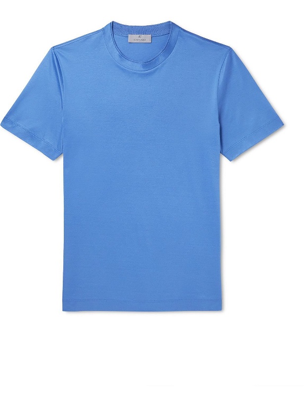 Photo: Canali - Cotton-Jersey T-Shirt - Blue