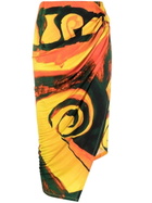 LOUISA BALLOU - Long Printed Draped Skirt