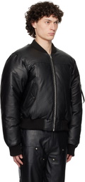Deadwood Black Bofinger Padded Leather Bomber Jacket