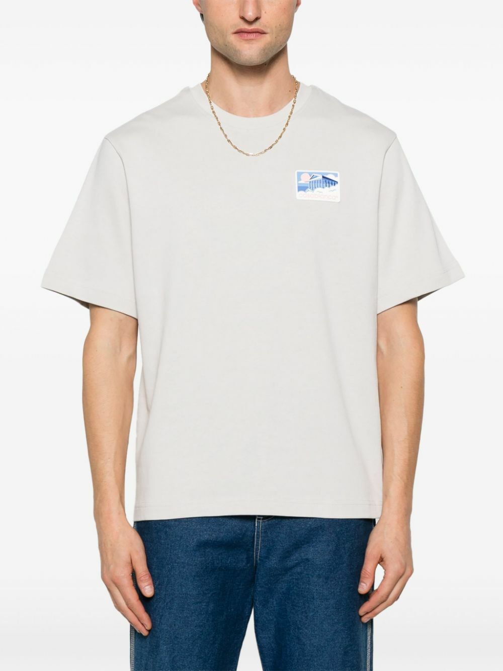 【関税込み】Casablanca グレー Greek Temple パッチ Tシャツ Casablanca Grey Greek Temple T-Shirt Casablanca