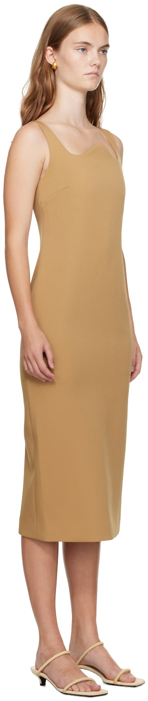 Recto Yellow Signature Curved Neck Midi Dress