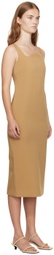 Recto Yellow Signature Curved Neck Midi Dress