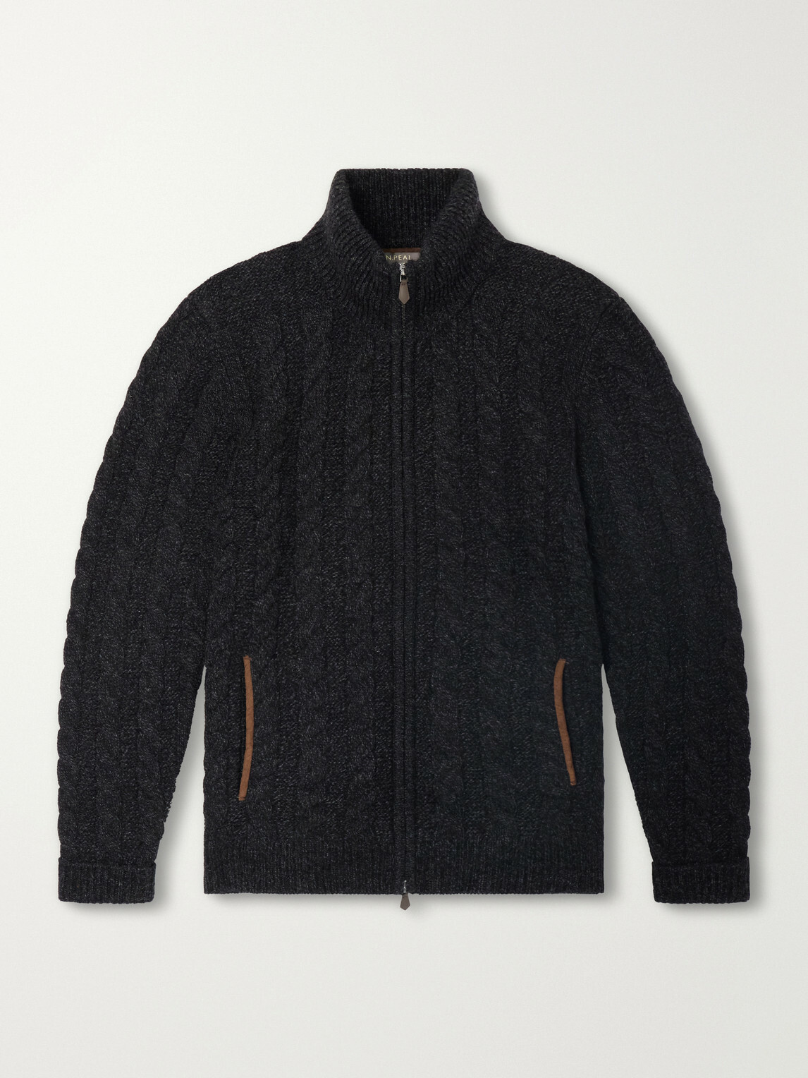 N.PEAL - Richmond Cable-Knit Cashmere Cardigan - Gray