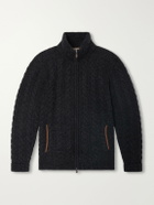 N.PEAL - Richmond Cable-Knit Cashmere Cardigan - Gray