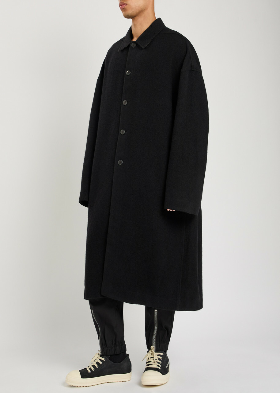Rick Owens Brad Wool Coat Black