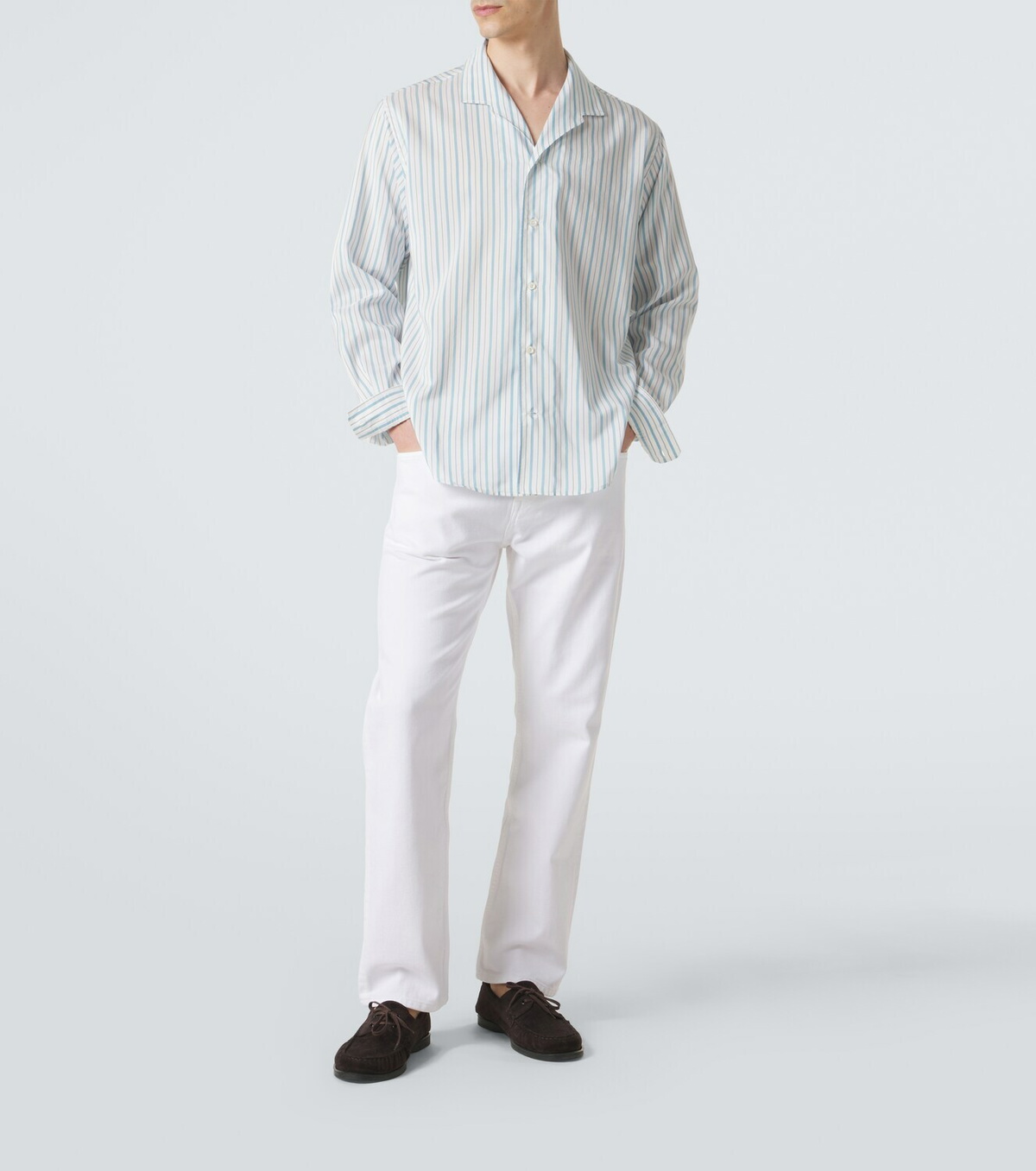 Umit Benan Franco pinstripe silk and cotton shirt