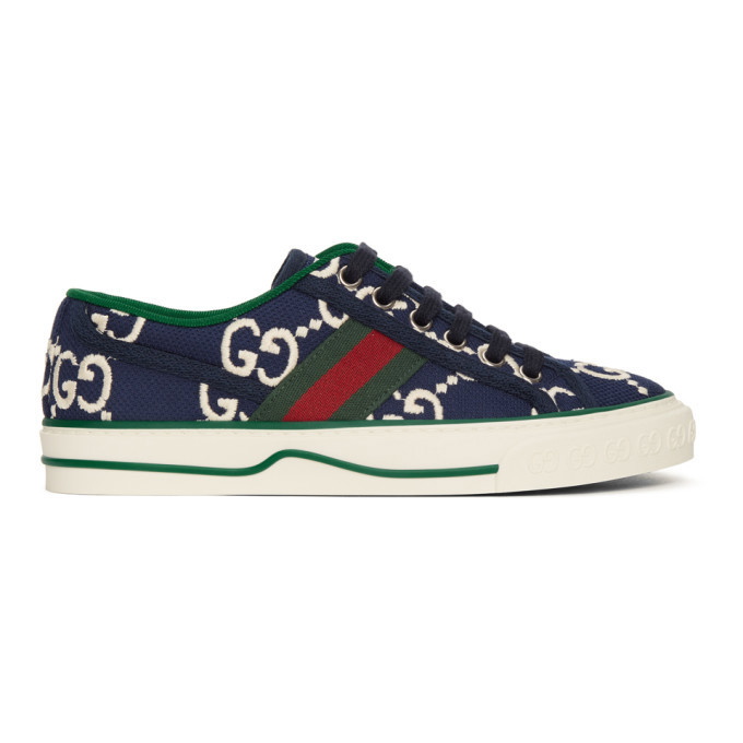 Photo: Gucci Navy GG 1977 Tennis Sneakers