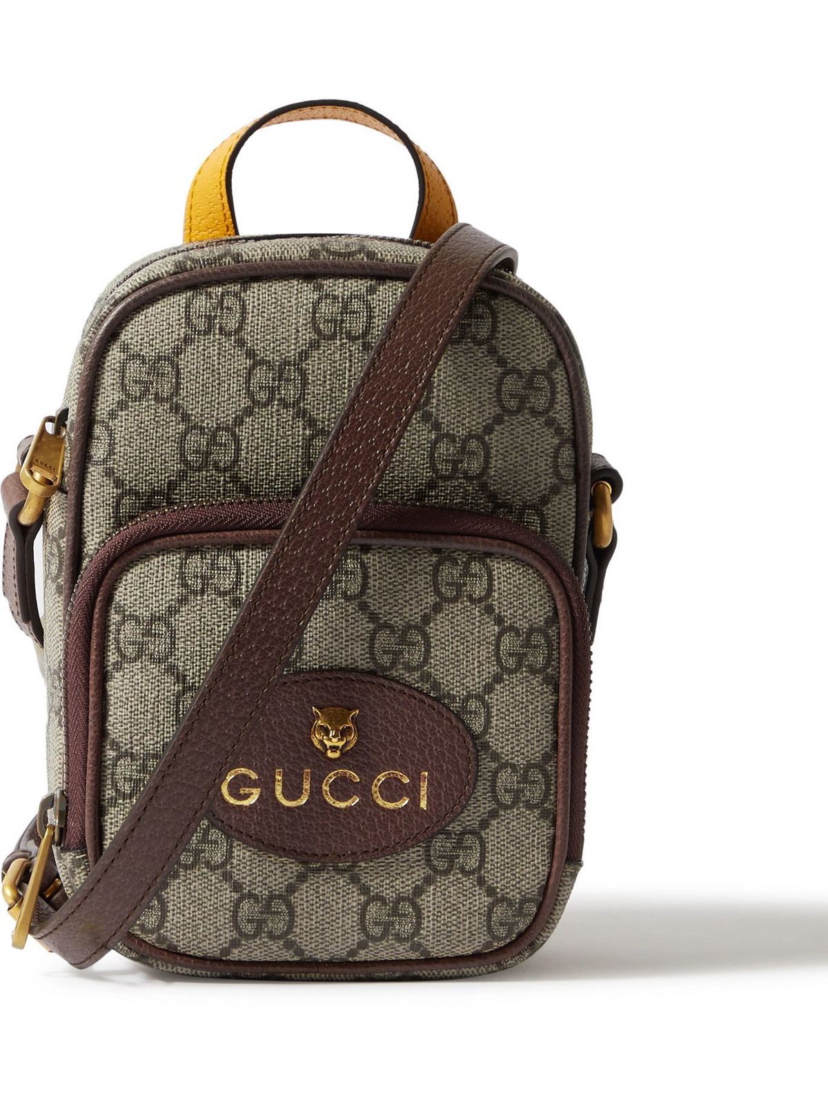 GUCCI Ophidia Mini Leather-Trimmed Monogrammed Coated-Canvas