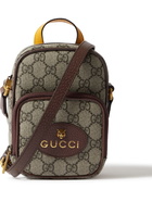 GUCCI - Leather-Trimmed Monogrammed Coated-Canvas Messenger Bag