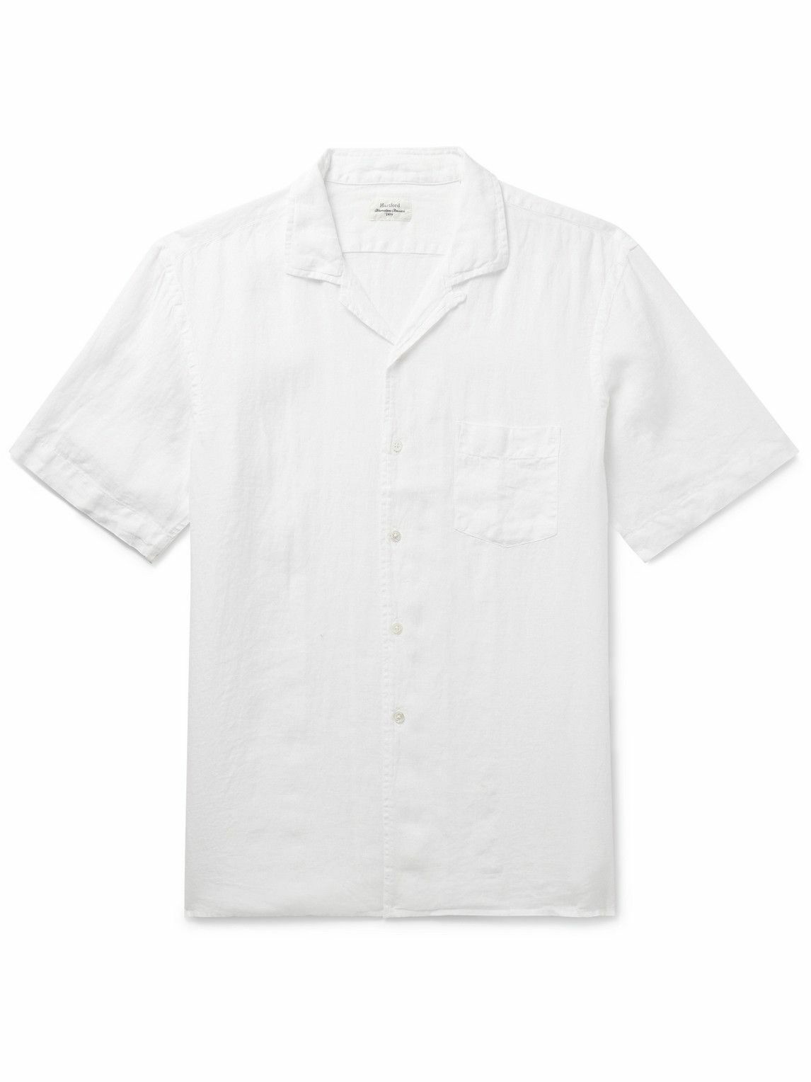 Hartford - Palm Convertible-Collar Linen Shirt - White Hartford