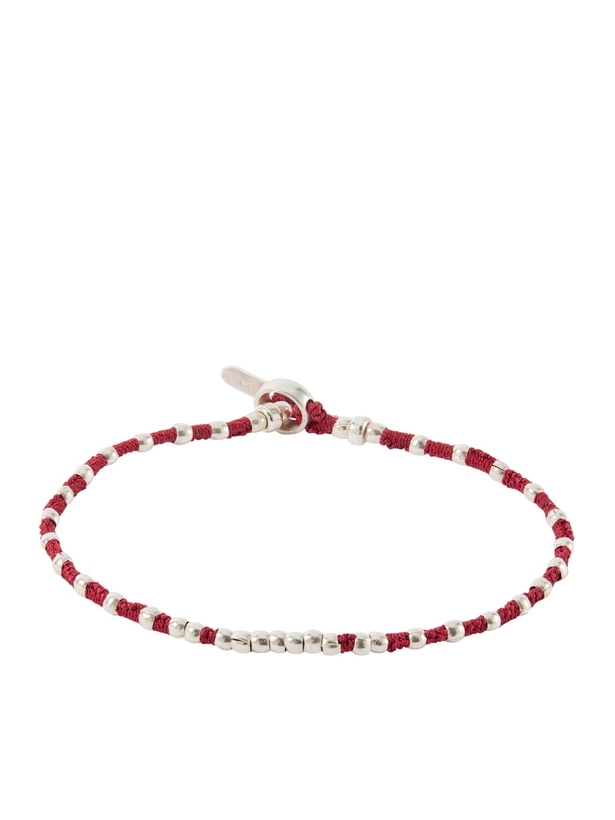 Photo: Mikia - Braided Cord and Sterling Silver Beaded Bracelet - Red