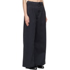 Jil Sander Navy Casual Wide Leg Pleated Trousers