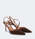 Aquazzura Dynasty suede slingback pumps