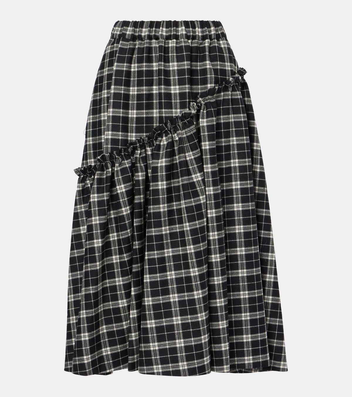 Noir Kei Ninomiya Checked wool gabardine midi skirt Noir Kei