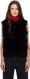 Yves Salomon Black Cropped Feather Vest