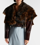 Chloé Cropped shearling-trimmed leather jacket