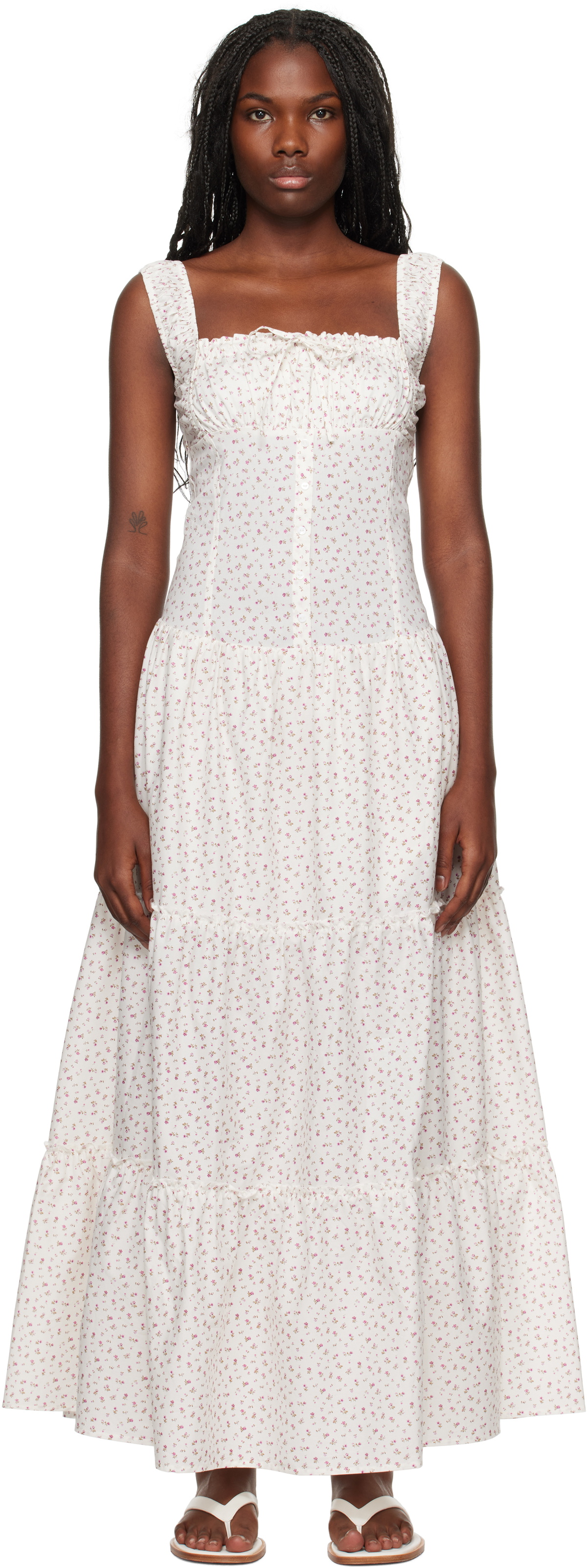 knee length dresses for ladies Rosy Patchwork Ruffle Maxi Dress main image 1