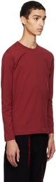 Comme des Garçons Shirt Burgundy Crewneck Long Sleeve T-Shirt