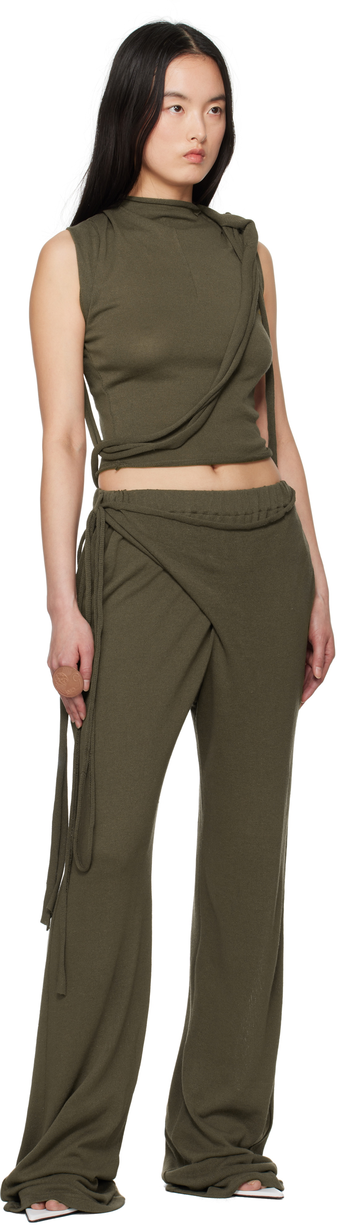 Ottolinger Khaki Deconstructed Linen Tank Top