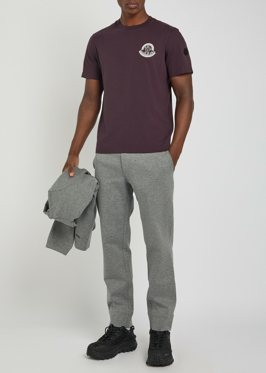 Moncler Badge Printed Cotton T-shirt Purple