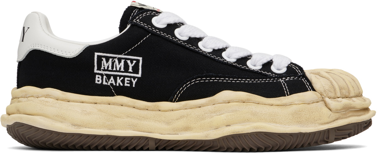 Maison MIHARA YASUHIRO Black Blakey OG Dyed Sole Canvas Low-Top 