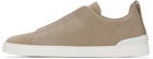 ZEGNA Taupe Triple Stitch Sneakers