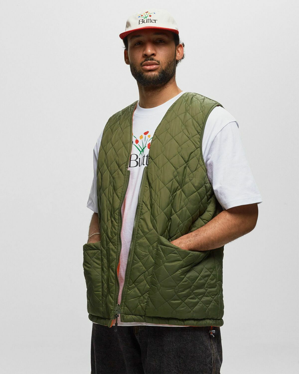 Butter Goods Chainlink Reversible Puffer Vest Green|Orange - Mens - Vests  Butter Goods