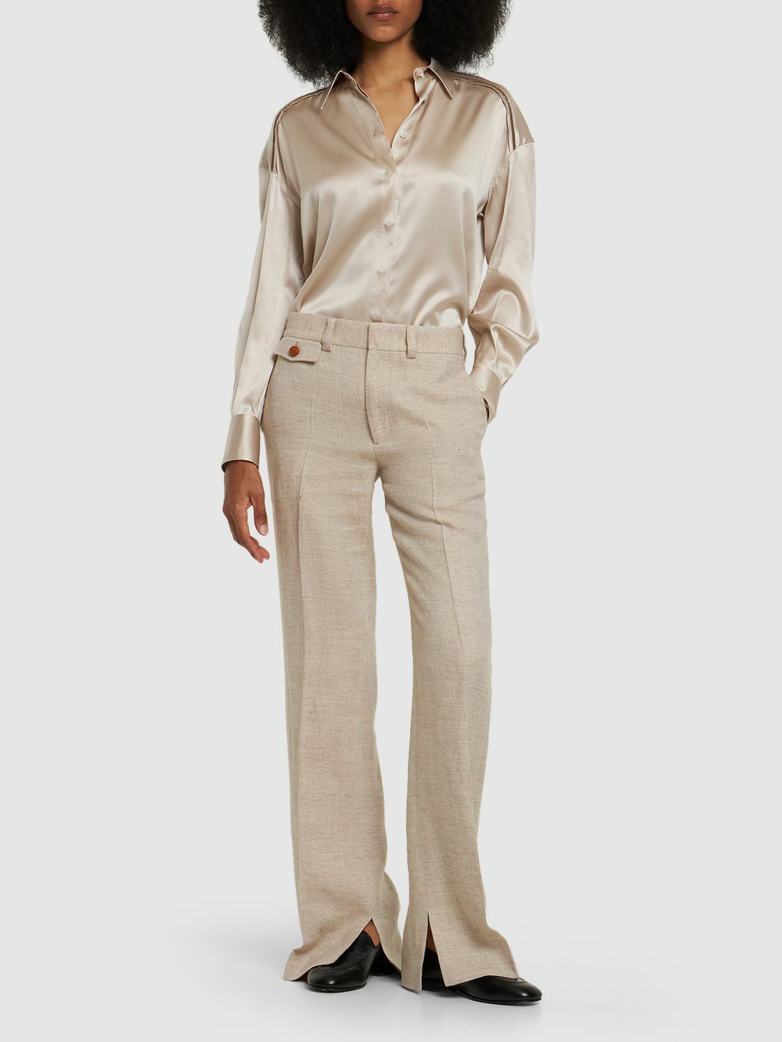 Brunello Cucinelli Women's Stretch Silk Top Beige