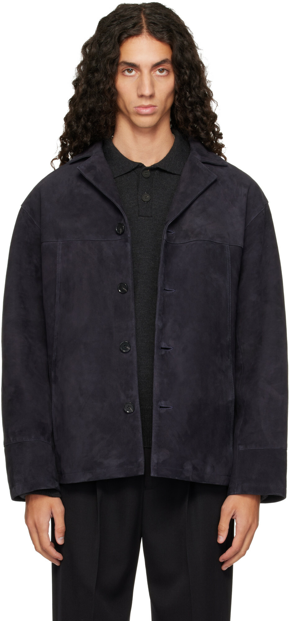 Arma Navy Jack Suede Jacket