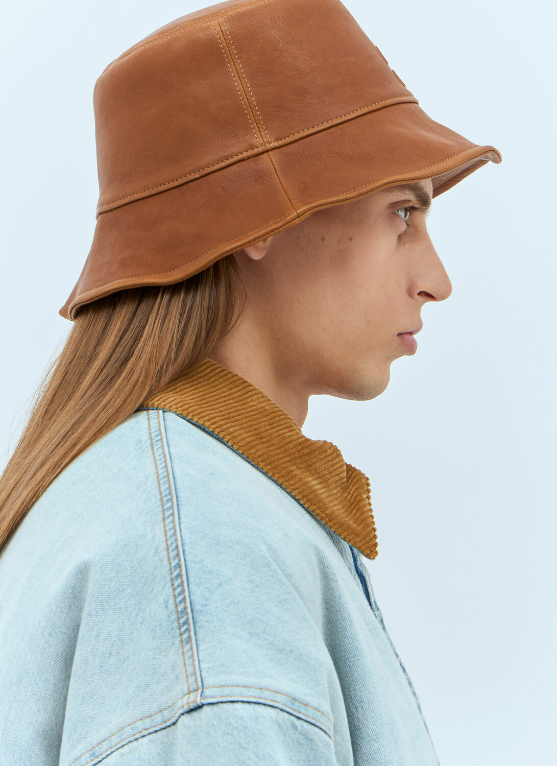 Miu Miu Logo Leather Bucket Hat Miu Miu