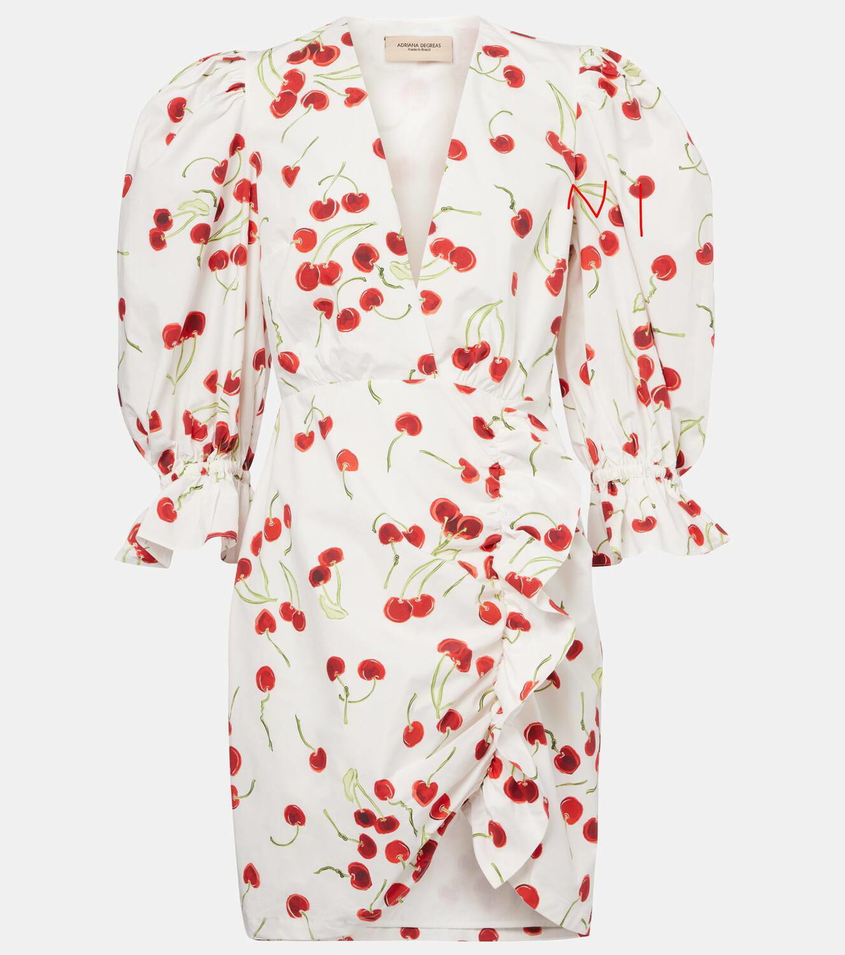 Adriana Degreas Puff-sleeve cotton-blend minidress