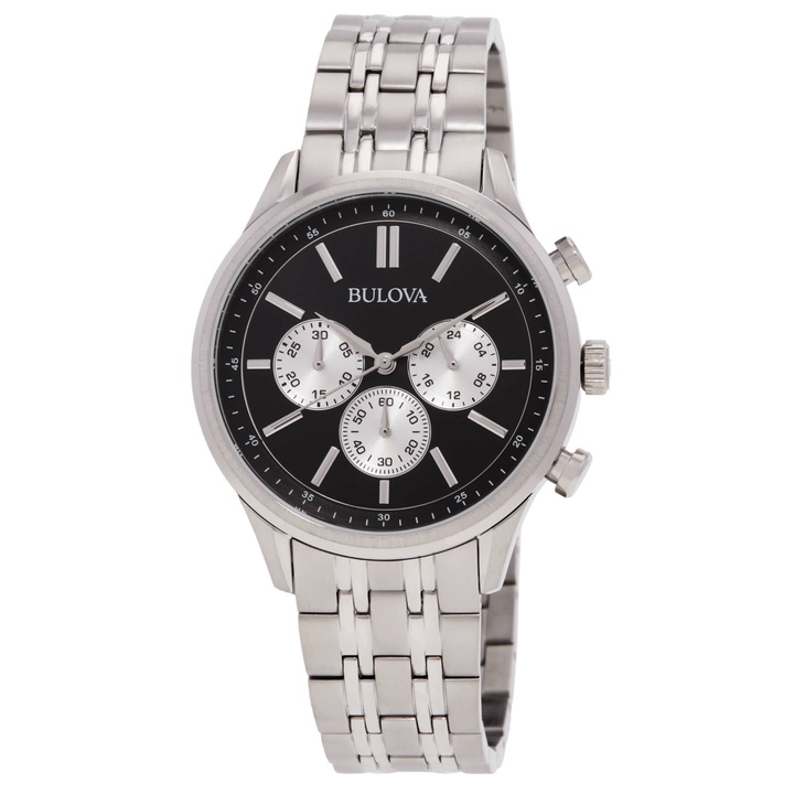 Photo: Bulova Classic Chronograph Quartz Black Dial Mens Watch 96A295