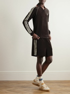adidas Consortium - Wales Bonner Straight-Leg Striped Cotton-Blend Fleece Shorts - Brown
