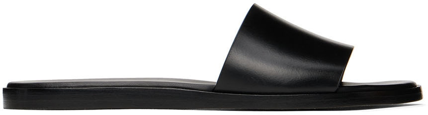 Common Projects Black Leather Slides