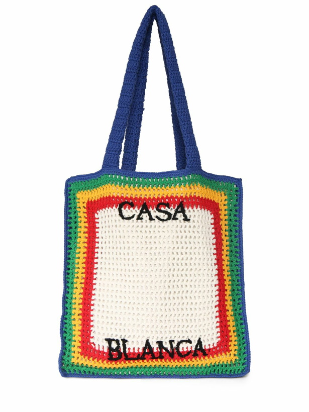 Photo: CASABLANCA - Striped Cotton Crochet Tote Bag